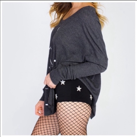 Wildfox Don't Tell Perry Thermal Gray Relaxed Tee Top XS - Picture 4 of 16